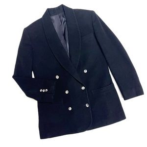 Nordstrom Women’s Black Camel Hair Double Breasted Blazer - Vintage